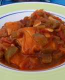 Guiso de pescado y pimientos