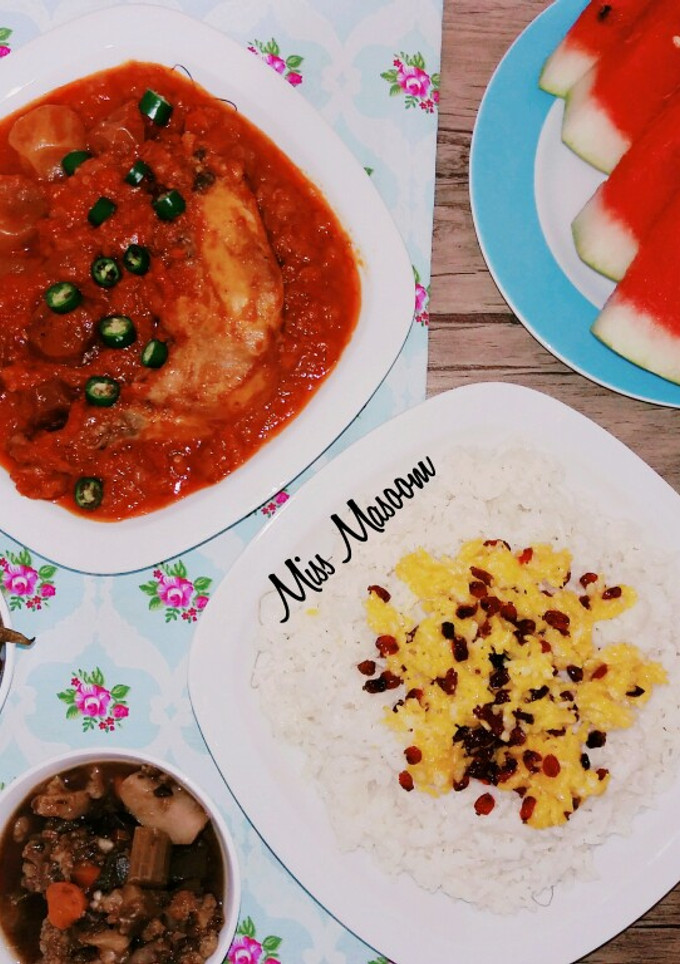 عکسی از دستور خورشت مرغ و آلو