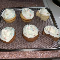 A picture of Vanilla and chocolate cupcakes/ muffins.