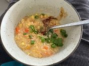 A picture of vegetable sweet corn soup