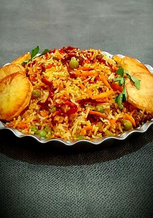 عکسی از دستور قاطی پلو (گوشت چرخکرده و لبو)