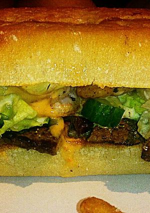 A picture of Tex's Surf & Turf Sarnie 🐠🐮🍞.