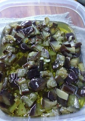 Una foto de Berenjenas en aceite