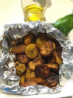 Una foto de Calabaza y Platano Macho Maduro Asado al Ajillo