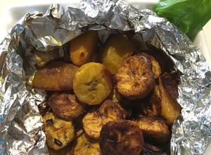 Una foto de Calabaza y Platano Macho Maduro Asado al Ajillo