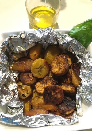 Una foto de Calabaza y Platano Macho Maduro Asado al Ajillo