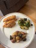 Seasoned Chicken Tenders with Roasted Potatoes and Brussels Sprouts