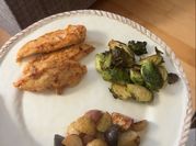 A picture of brussel sprouts with chicken