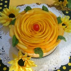 A picture of Mango mousse cake.