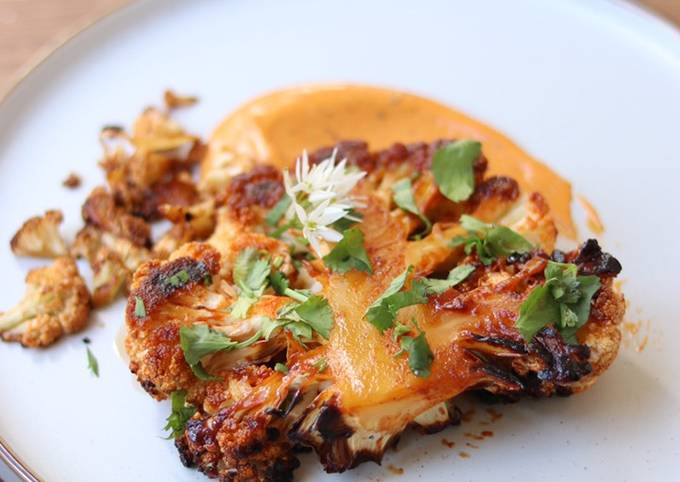 Spicy Sticky Gochujang Glaze Cauliflower Steak 🌿