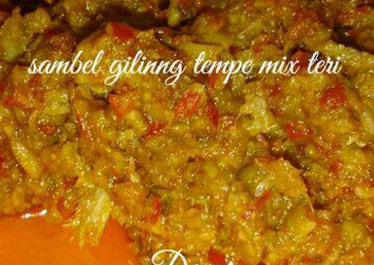 Cara mudah Menyiapkan Sambel Giling Tempe mix Ikan Teri, Lezat