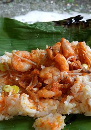 Foto resep Nasi bakar isi teri dan udang