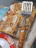 Torta fácil de manzanas con bocha de helado de crema