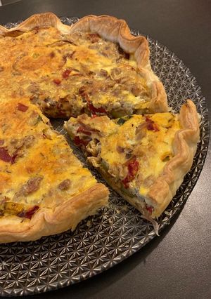 Une photo de Quiche poivron/courgette au thon
