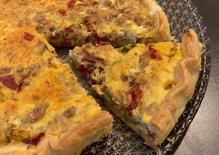 Recette de Parfait Quiche poivron/courgette au thon