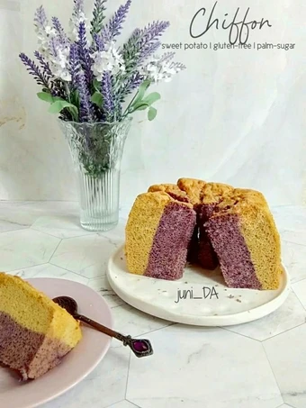 Cara Mudah Menyiapkan Resep 19.2~ Chiffon Lapis Ubi Ungu yang Lezat Anti Ribet, Uenak Banget