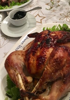 Una foto de Pavita rellena con damascos