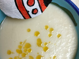 Crema de coliflor y manzana con aceite de trufa