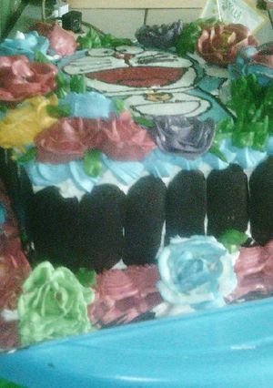 Foto resep Blackforest Kukus Doraemon full Rose