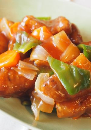 Una foto de Carne de cerdo agridulce, Subuta(酢豚)