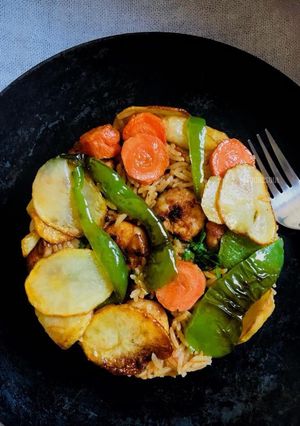 A picture of Prawn Maqlooba.
