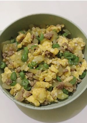 Foto resep Orak-arik telur, daging giling dan buncis - MPASI