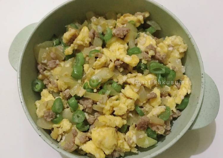 Resep Orak-arik telur, daging giling dan buncis - MPASI, Bisa Manjain Lidah