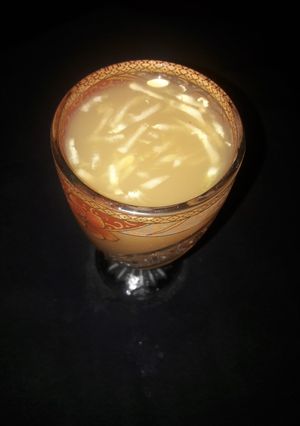 A picture of Tamarind juice with cucumber.
