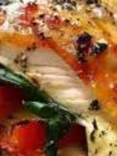 A picture of Chicken Stuffed with Red Peppers, Pine Nuts, andSpinach.