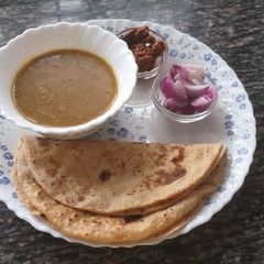 A picture of Green Grams Roti n onion n pickle#4 week contest#charity recipe.