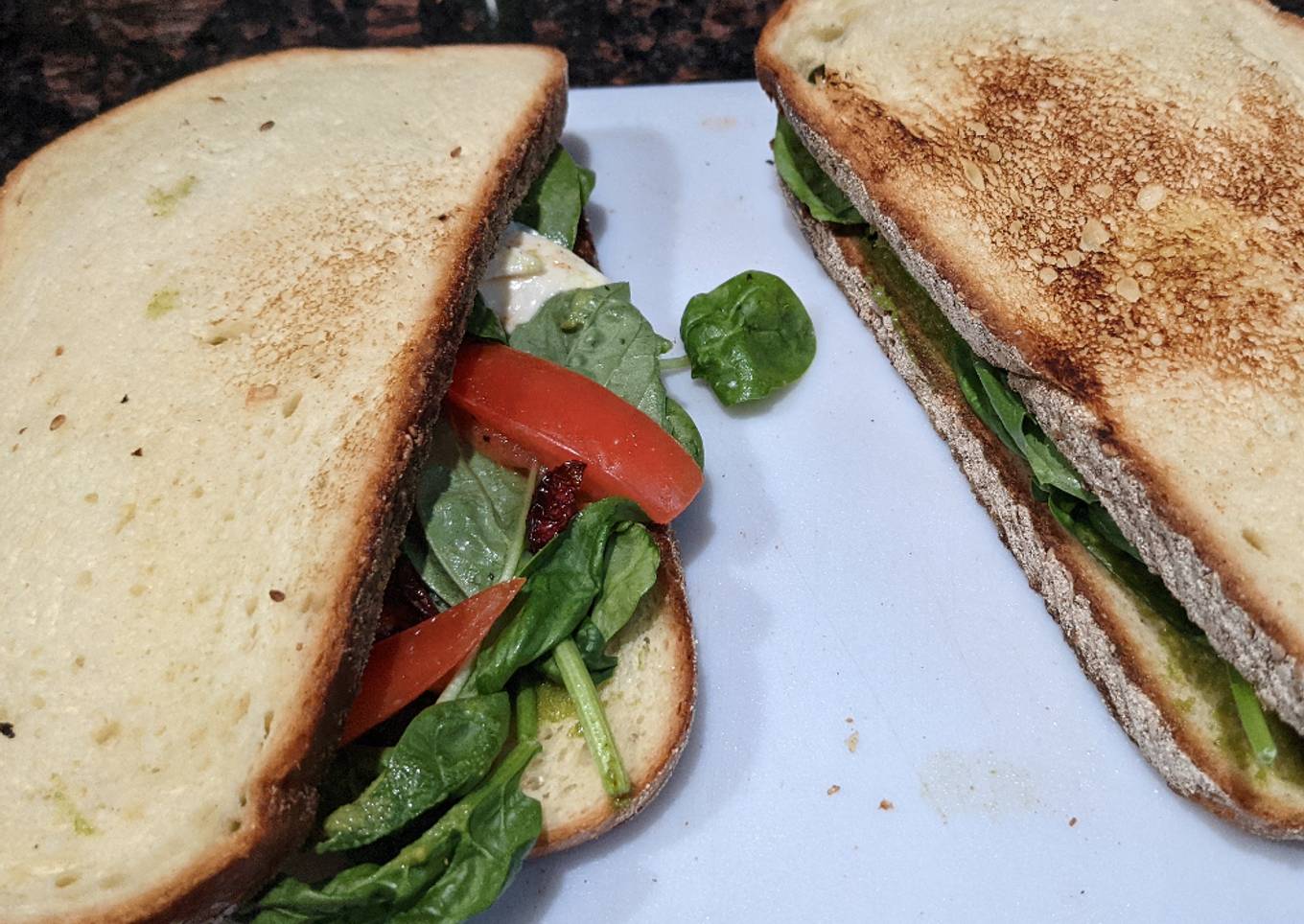 Caprese sandwich with pesto