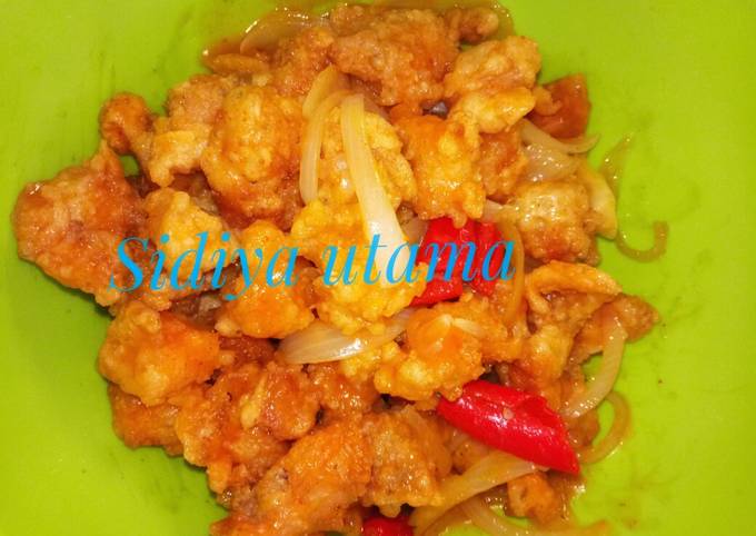 Resep Ayam asam manis pedes Anti Gagal