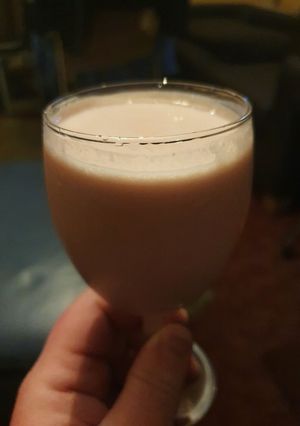 A picture of Almond Milk,Yoghurt,Strawberry Smoothie.