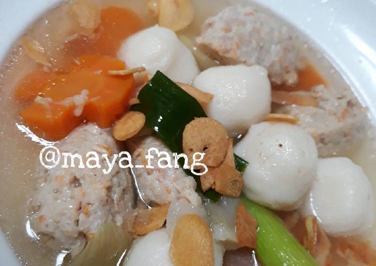 Resep: Untuk Mencoba Di RumahSup bola daging &amp; bakso ikan