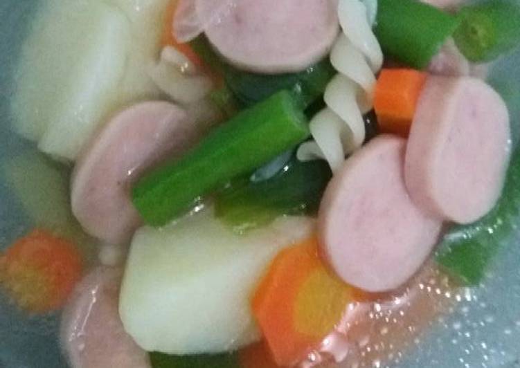 Resep Sup sosis ayam makaron Anti Gagal
