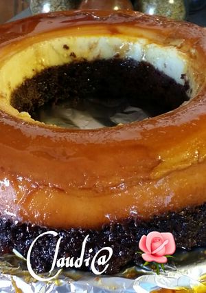 Una foto de Chocoflan o pastel imposible🌹