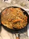 Scampi alla busara bianca/con pasta