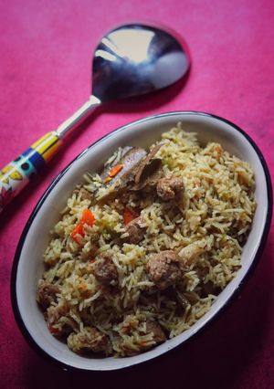 A picture of Soya Chunks Pulav.