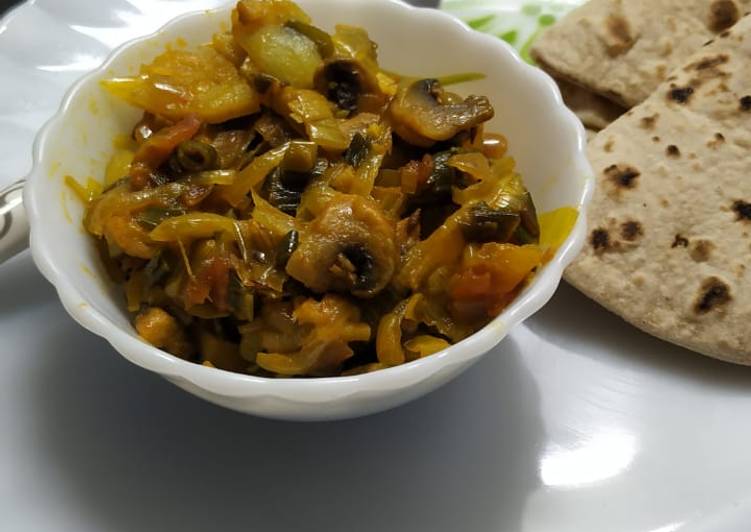 Recipe of Any-night-of-the-week Spring Onion Mushroom veggies