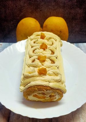ম্যাঙ্গো সুইস রোল কেক (mango swiss roll cake recipe in Bengali) রেসিপির প্রধান ছবি