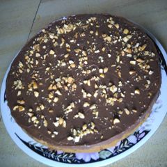 A picture of Banana nut cake with chocolate frosting.