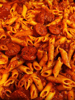 A picture of Garlic Parmesan Sausage Pasta.