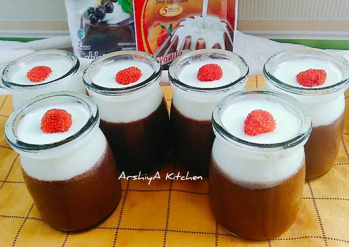 Resep Pudding Coklat Susu With Vla Nutrijell Oleh Arshiya Kitchen Cookpad