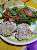 Hamburguesas de pollo rebozadas con avena. Riquísimas!