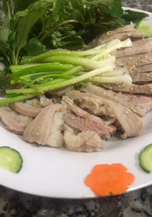 Hình của món Thịt Ba chỉ Dê Luộc.
