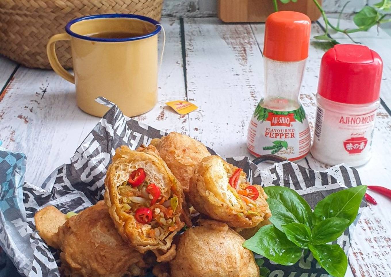 Tepung celup sayuran dengan tofu cap