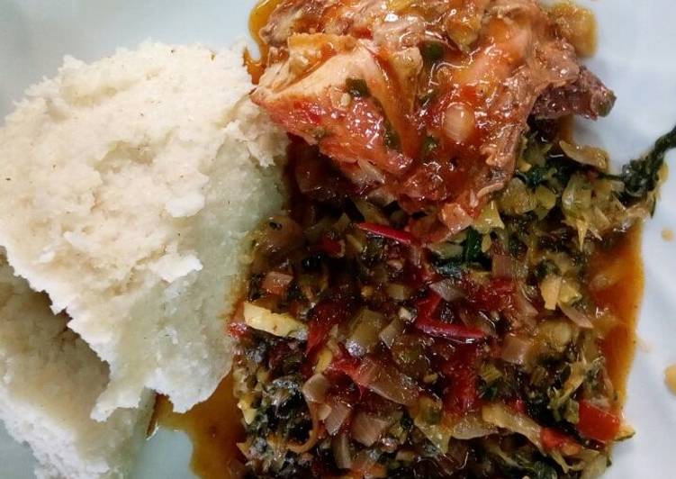 Stewed Chicken with Ugali and Cakales