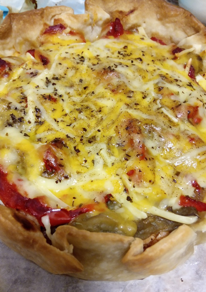 Una foto de Quiche de carne con verduras asadas