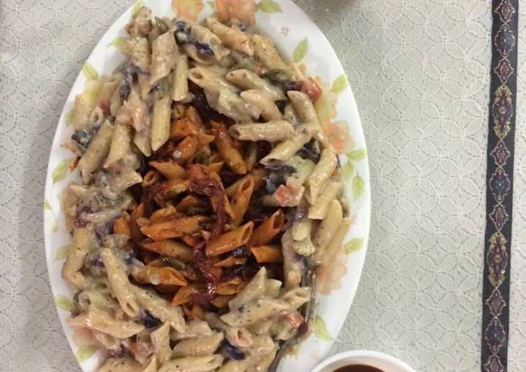 Simple Way to Make Any-night-of-the-week Colourful white and red pasta