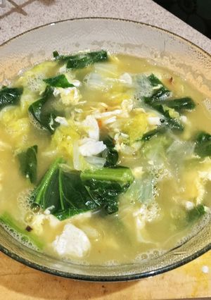 Foto resep Soup Sawi Telur Orak-Arik